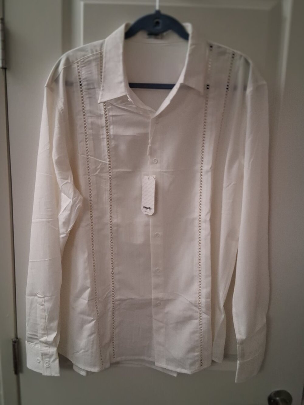 Coofandy Men's Cuban Guayabera Shirt XL Cream NWT